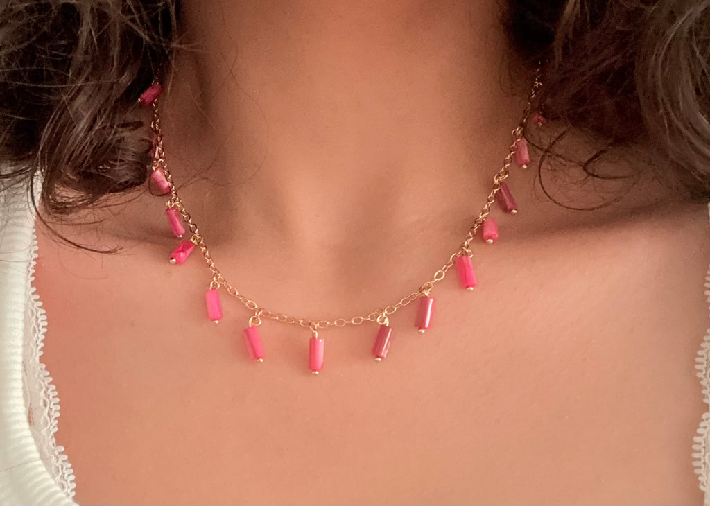 Pink drops necklace