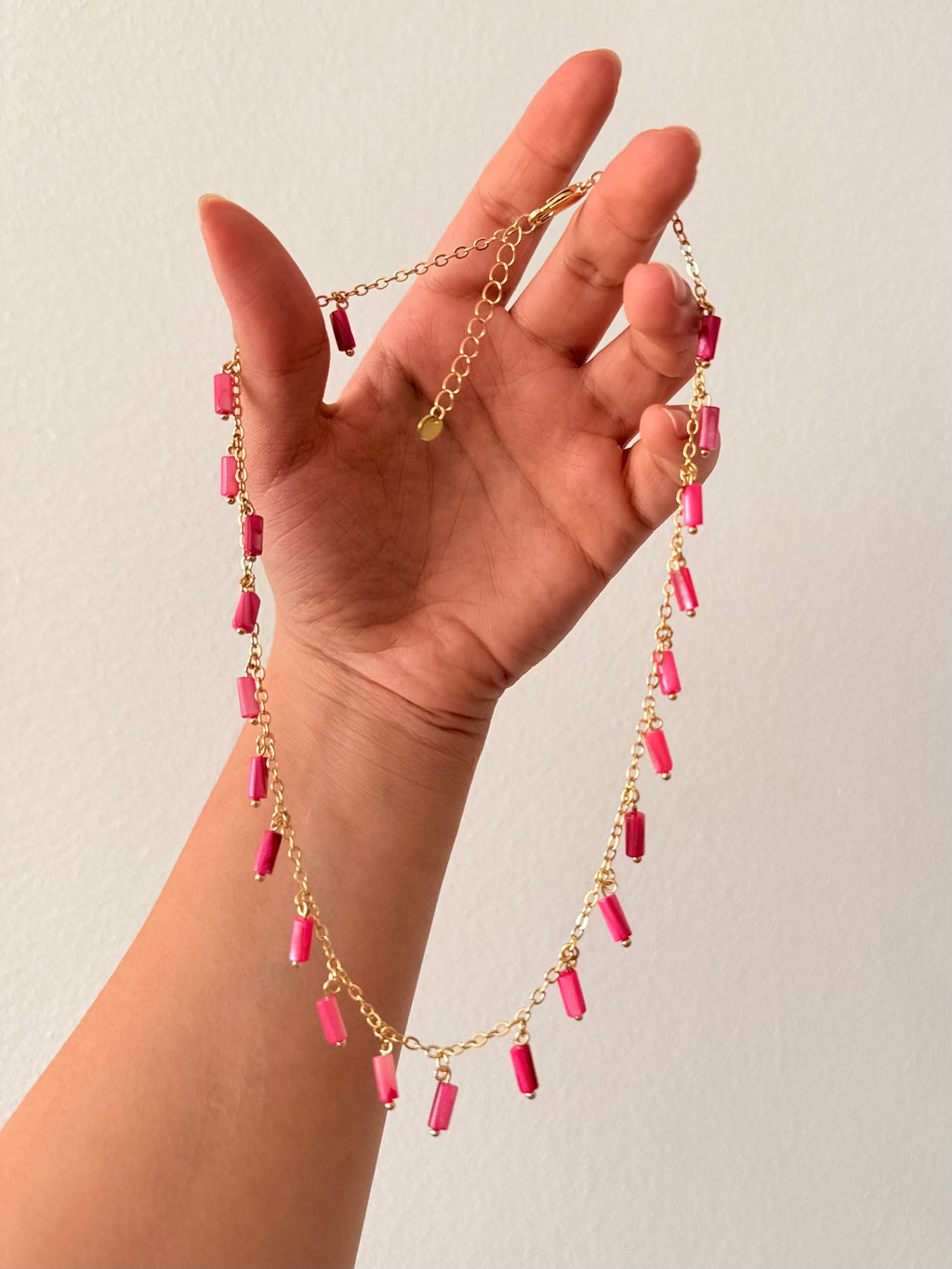 Pink drops necklace