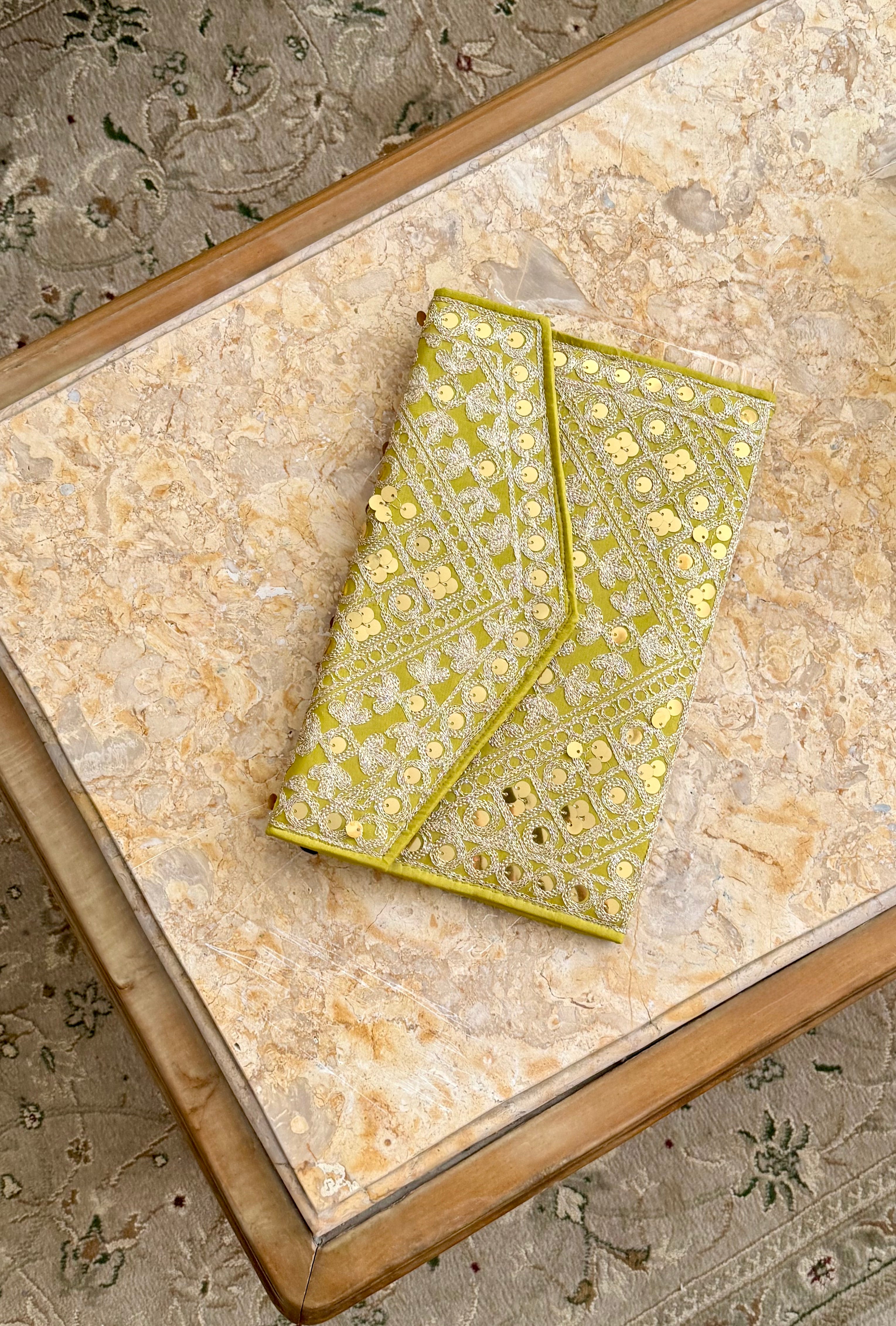 Lime green summer clutch